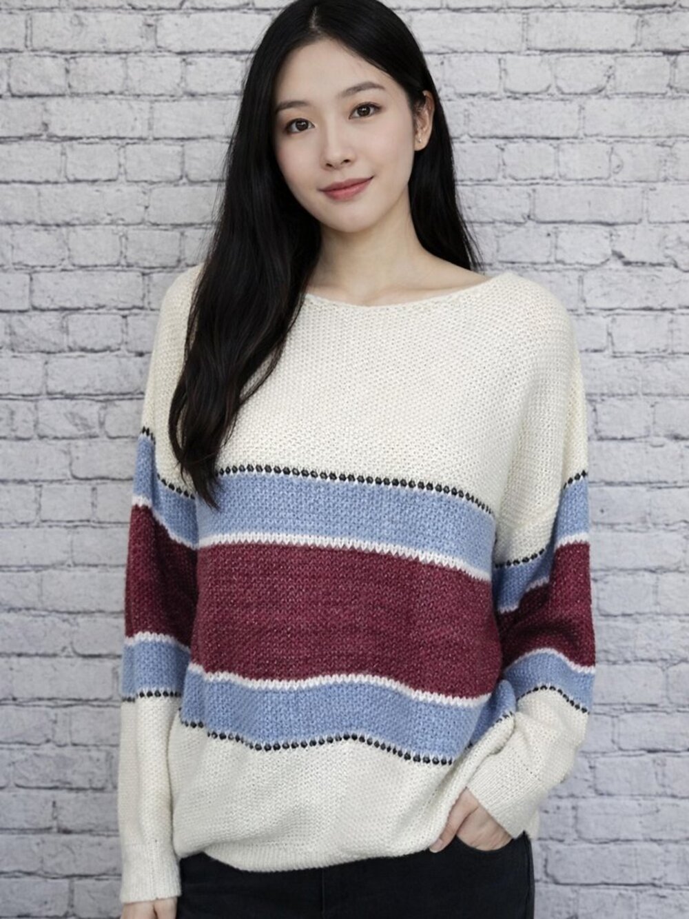 [NWT] COCOIMO Boatneck Colorblock Drop Shoulder Sweater
